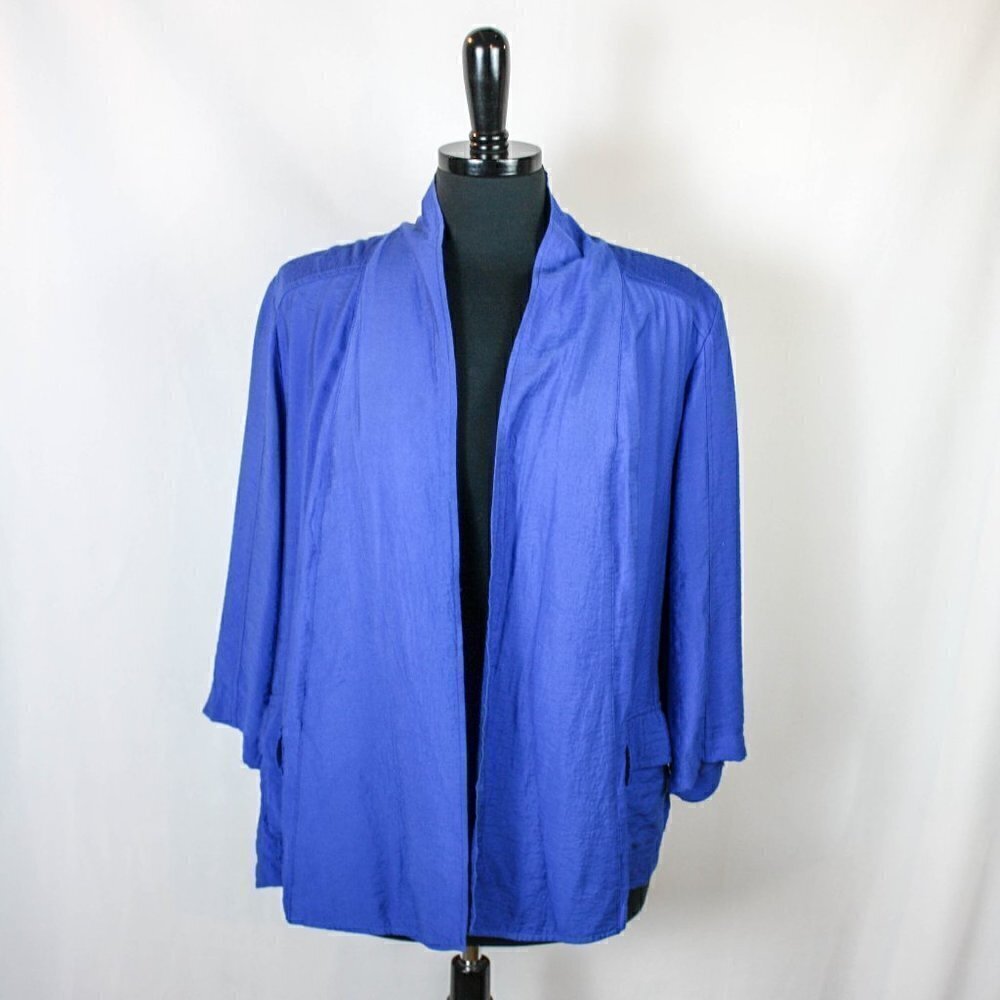 Chico's Open Front Blue Jacket Top Blue 1 …
